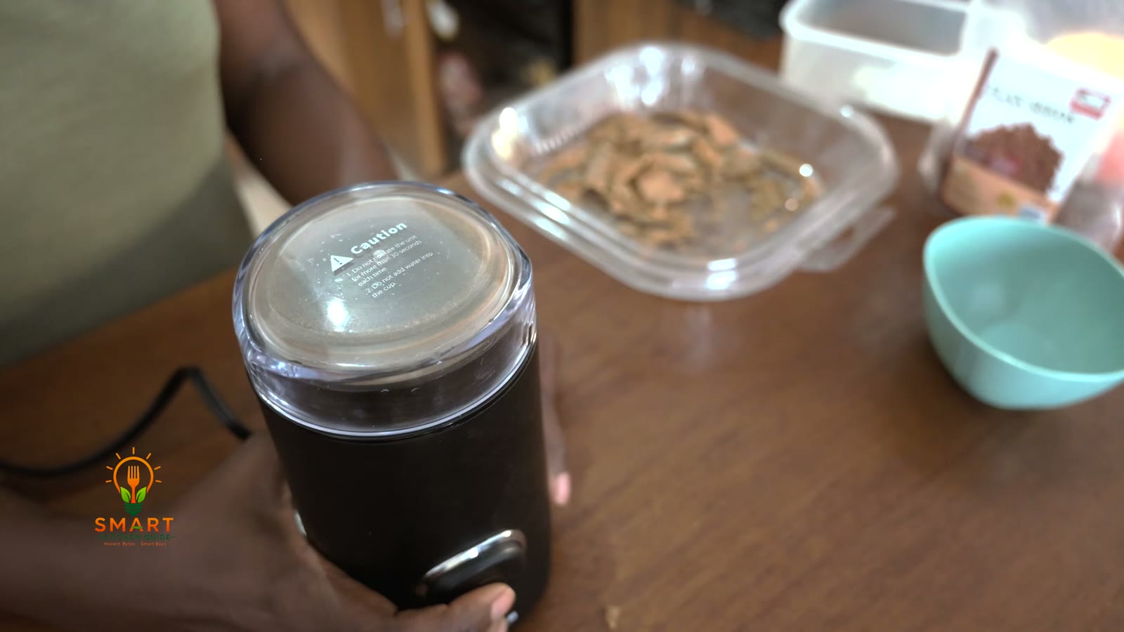 The Dr. Mills DM-7441 grinder ready for the whole cinnamon bark test