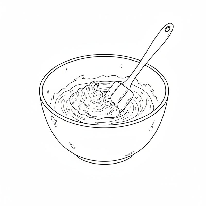 A spatula folding a mound of meringue into pale cake batter in a bowl.