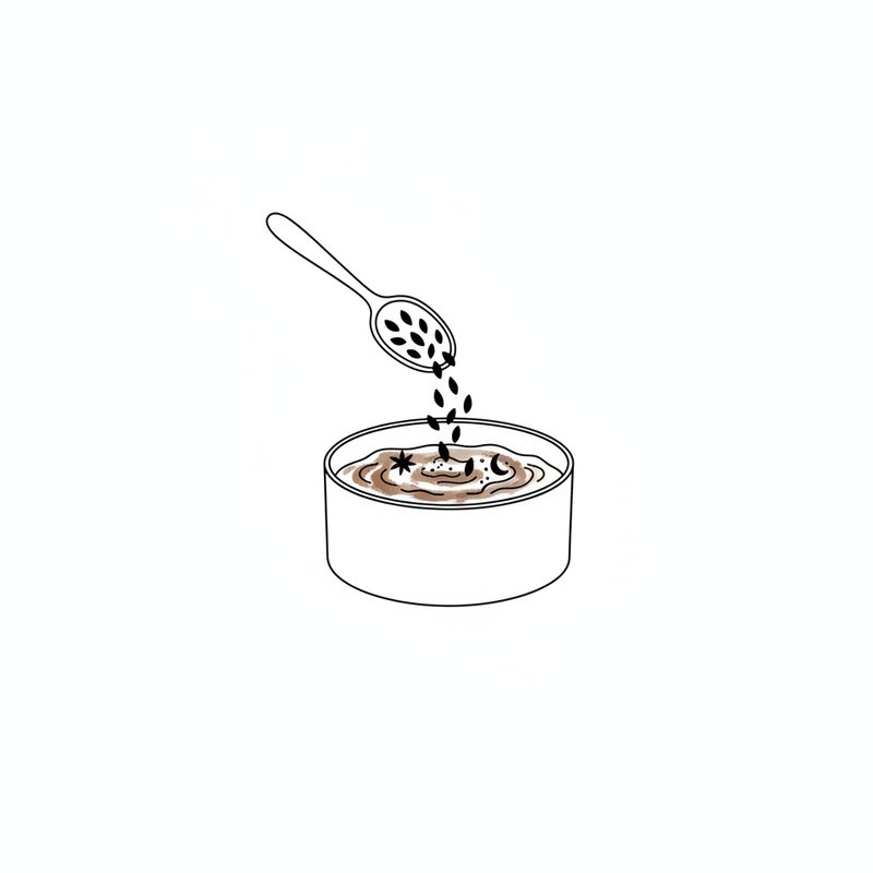 Line drawing of a spoon tipping loose black tea leaves into a pot of brown spiced liquid