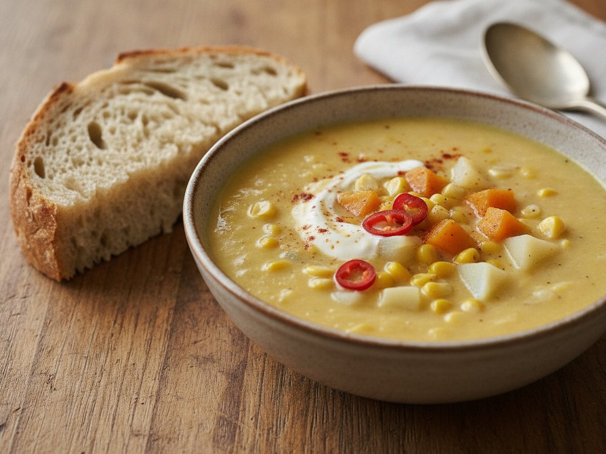 Corn and Potato Soup with Squash
