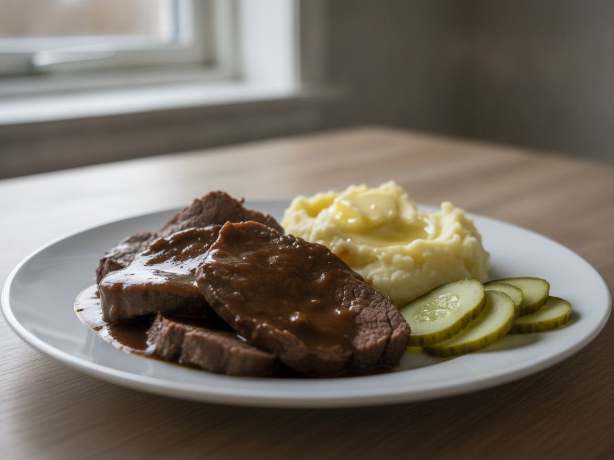 Bankekød: Danish Braised Beef in Brown Gravy